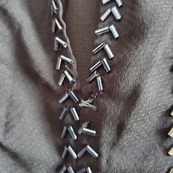 Free People Black beaded long sleeve Sheer Blouse, Small Size - Picture 8 of 12